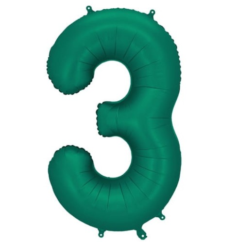 Balon foliowy Cyfra 3 Butelkowa Zieleń 86 cm