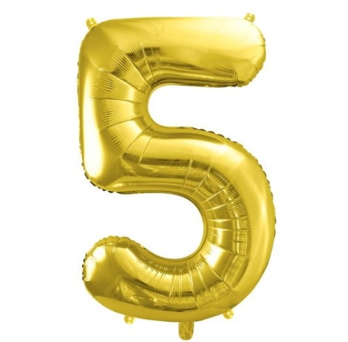 Balon foliowy Cyfra 5 Jasny Złoty 72 cm