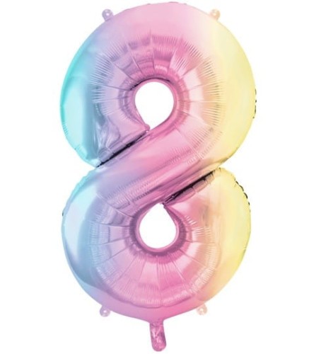 Balon foliowy Cyfra 8 Pastelowy Tęczowy 86 cm