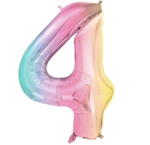 Balon foliowy Cyfra 4 Pastelowy Tęczowy 86 cm