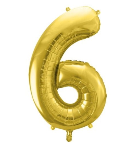 Balon foliowy Cyfra 6 Jasny Złoty 72 cm