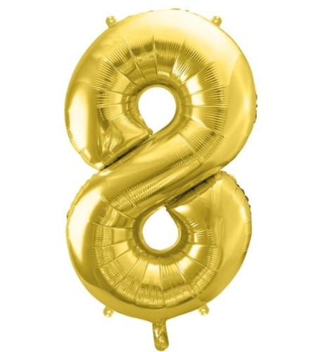 Balon foliowy Cyfra 8 Jasny Złoty 72 cm