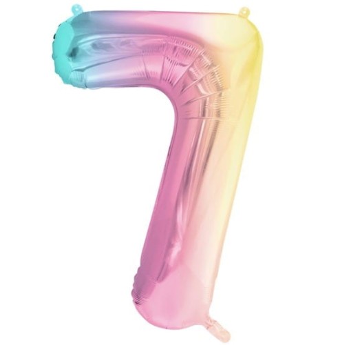 Balon foliowy Cyfra 7 Pastelowy Tęczowy 86 cm