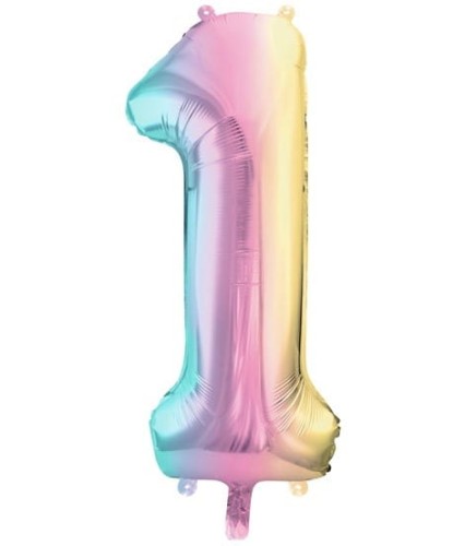 Balon foliowy Cyfra 1 Pastelowy Tęczowy 86 cm