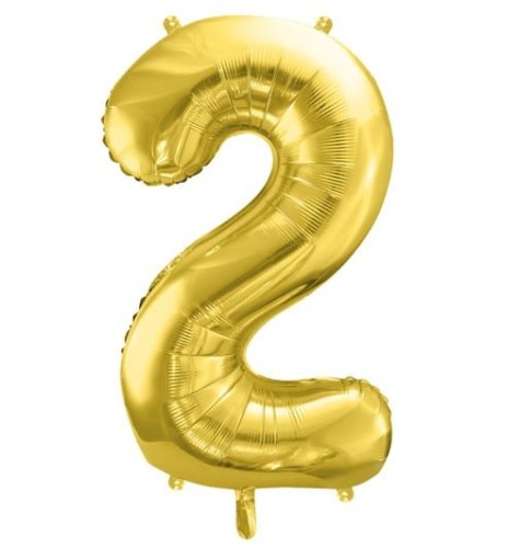 Balon foliowy Cyfra 2 Jasny Złoty 72 cm