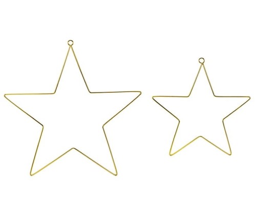 Złote Gwiazdy Świąteczne Zawieszki - metalowe 20-28 cm, 2 szt.