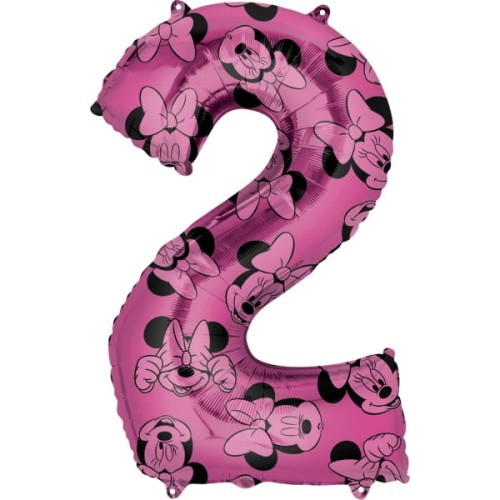 Balon foliowy Cyfra 2 Myszka Minnie Różowy Na Licencji, 66 cm