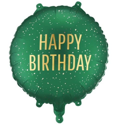 Balon foliowy Happy Birthday Zielony, 45 cm