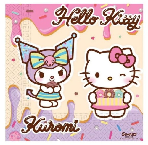 Serwetki Hello Kitty Kuromi Na Licencji, 33 x 33 cm, 20 szt.