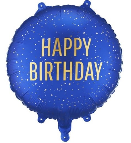 Balon foliowy Happy Birthday Granatowy, 45 cm