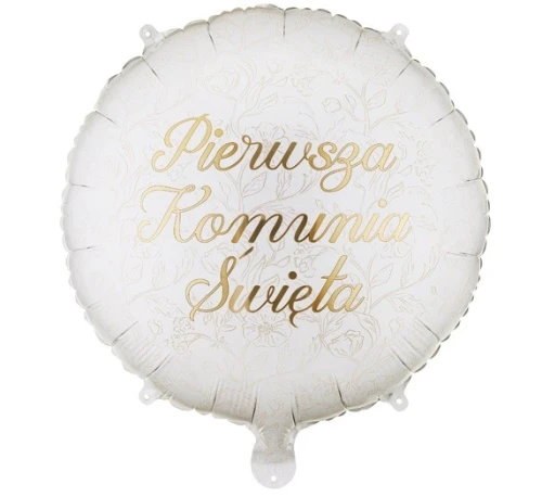 Balon foliowy Pierwsza Komunia Święta Kwiaty, 45cm