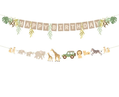 Baner Happy Birthday Safari ZOO Dżungla Zwierzęta Urodziny, 180 cm