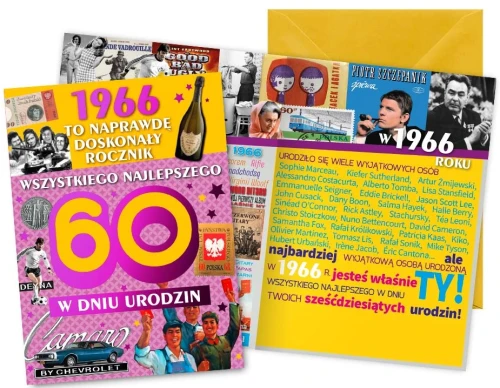 Karnet Kartka Sześćdziesiąte 60. Urodziny 60-tka To Był Rok 1966 na 60-stkę