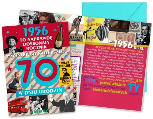 Karnet Kartka Siedemdzieste 70. Urodziny 70-tka To Był Rok 1956 na 70-stkę
