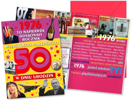 Karnet Kartka Pięćdziesiąte 50. Urodziny 50-tka To Był Rok 1976 na 50-tkę