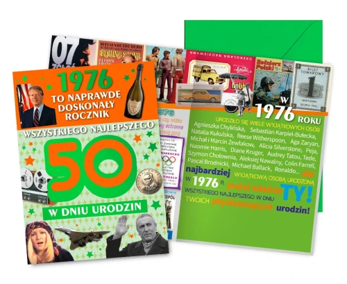 Karnet Kartka Pięćdziesiąte 50. Urodziny 50-tka To Był Rok 1976 na 50-tkę