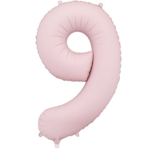 Balon foliowy Cyfra 9 Jasnoróżowy matowy 86 cm