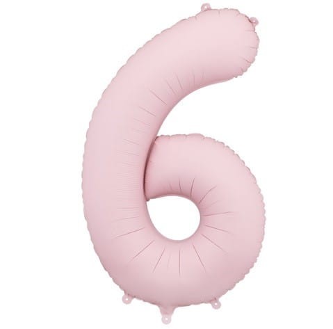 Balon foliowy Cyfra 6 Jasnoróżowy matowy 86 cm