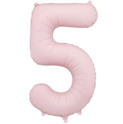 Balon foliowy Cyfra 5 Jasnoróżowy matowy 86 cm