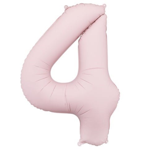 Balon foliowy Cyfra 4 Jasnoróżowy matowy 86 cm