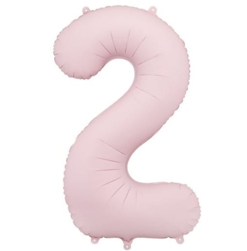Balon foliowy Cyfra 2 Jasnoróżowy matowy 86 cm