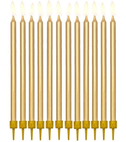 Świeczki urodzinowe Złote 12,5 cm, 12 szt.