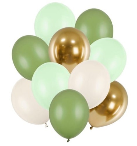 Zestaw Balonów Lateksowych Odcienie Zieleni 27-30 cm, 10 szt.