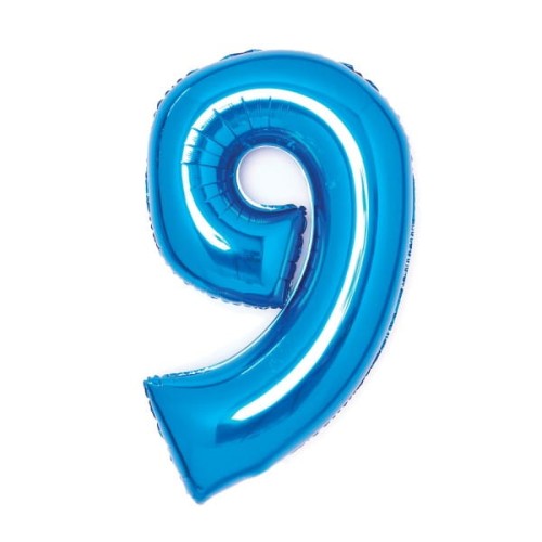 Balon foliowy Cyfra 9 Niebieski 66 cm