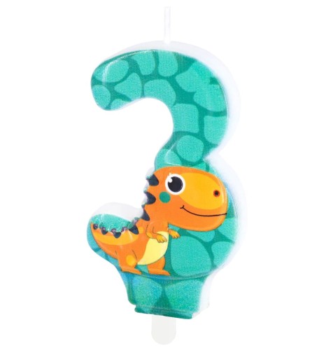 Świeczka Cyfra 3 Dinozaur