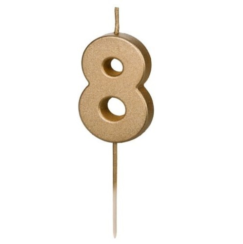 Świeczka Cyfra 8 złota 4.5 cm