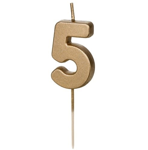 Świeczka Cyfra 5 złota 4.5 cm