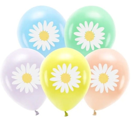 Balony lateksowe Kwiaty Stokrotki 30 cm, 5 szt.
