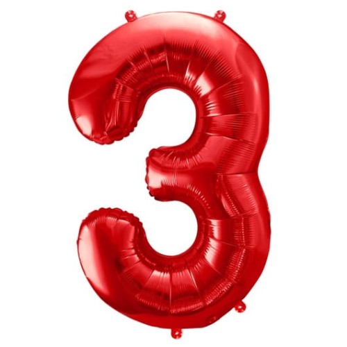Balon foliowy Cyfra 3 Czerwony 86 cm