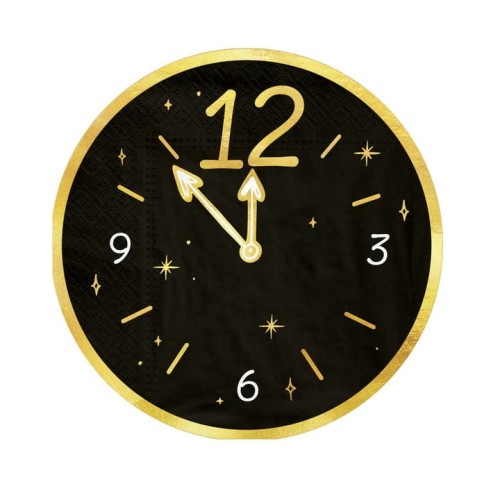 Serwetki Happy New Year Zegar, 10 szt.
