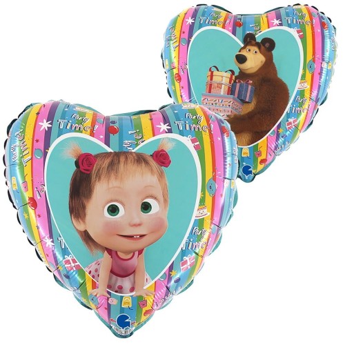 Balon foliowy Masha i Niedźwiedź serce 46 cm