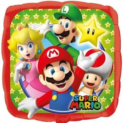 Balon foliowy Super Mario – kwadratowy, 43 cm