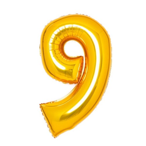 Balon foliowy Cyfra 9 Złoty 66 cm