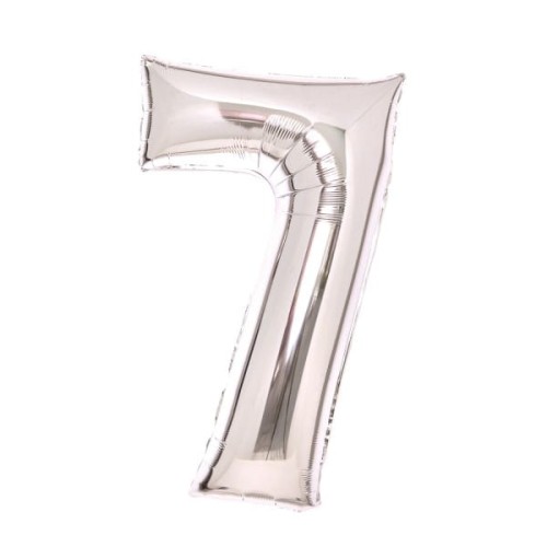Balon foliowy Cyfra 7 Srebrny 66 cm