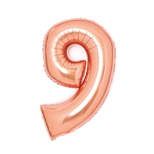 Balon foliowy Cyfra 9 Różowe Złoto 66 cm