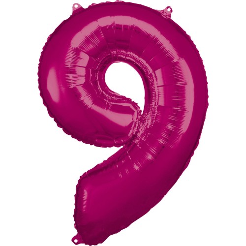 Balon foliowy Cyfra 9 Ciemnoróżowy 86 cm