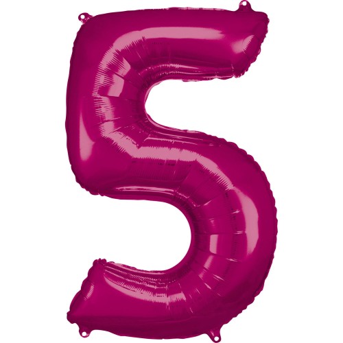Balon foliowy Cyfra 5 Ciemnoróżowy 86 cm
