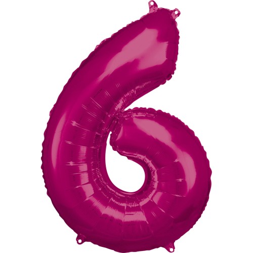 Balon foliowy Cyfra 6 Ciemnoróżowy 86 cm