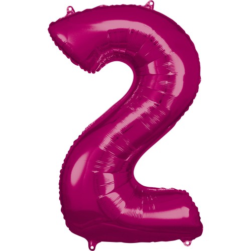 Balon foliowy Cyfra 2 Ciemnoróżowy 86 cm