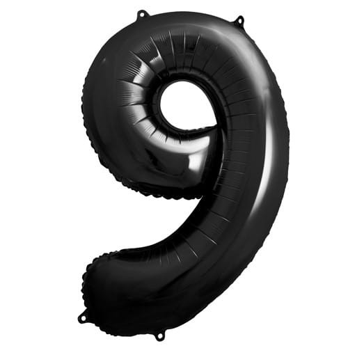 Balon foliowy Cyfra 9 Czarny 86 cm