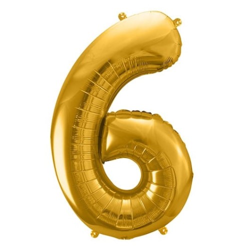 Balon foliowy Cyfra 6 Złoty 86 cm