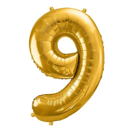 Balon foliowy Cyfra 9 Złoty 86 cm